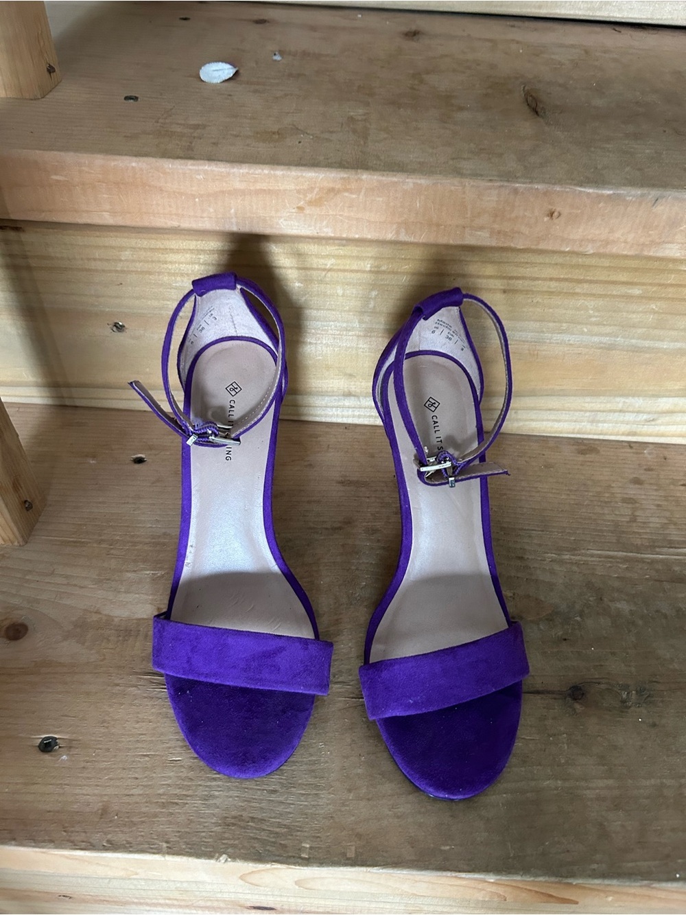Call It Spring Purple Suede Ankle-Strap Heels
